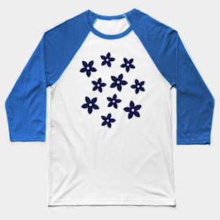 Blue flowers, retro 70's vibe Baseball T-Shirt